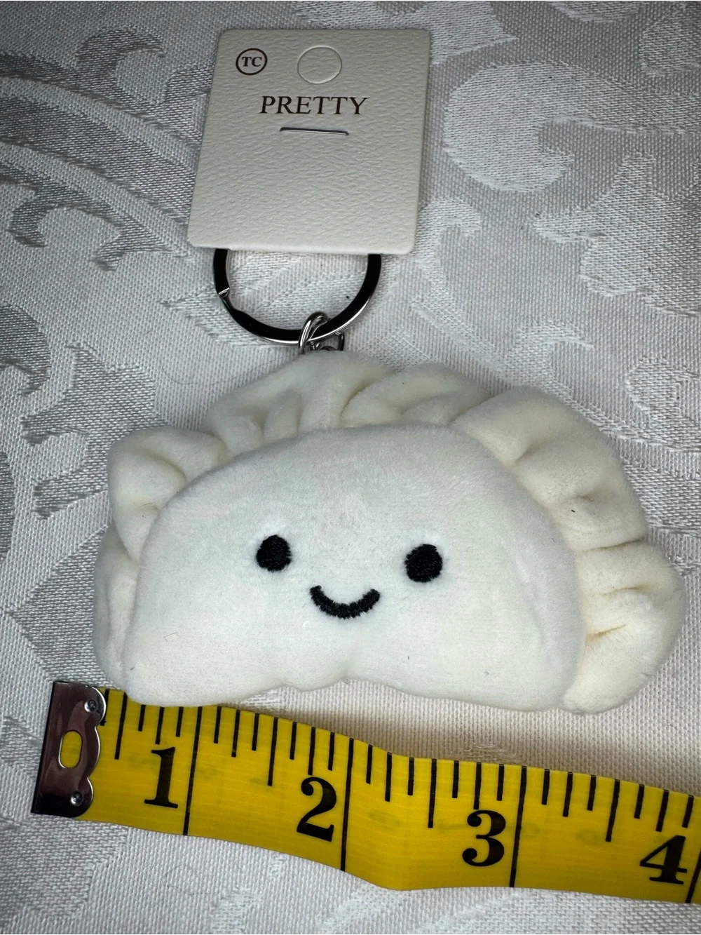 NWT Pretty White Plush Dumpling Keychain bag charm